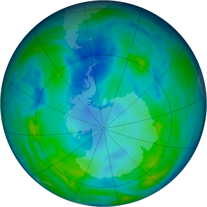 Antarctic ozone map for 08 May 2014